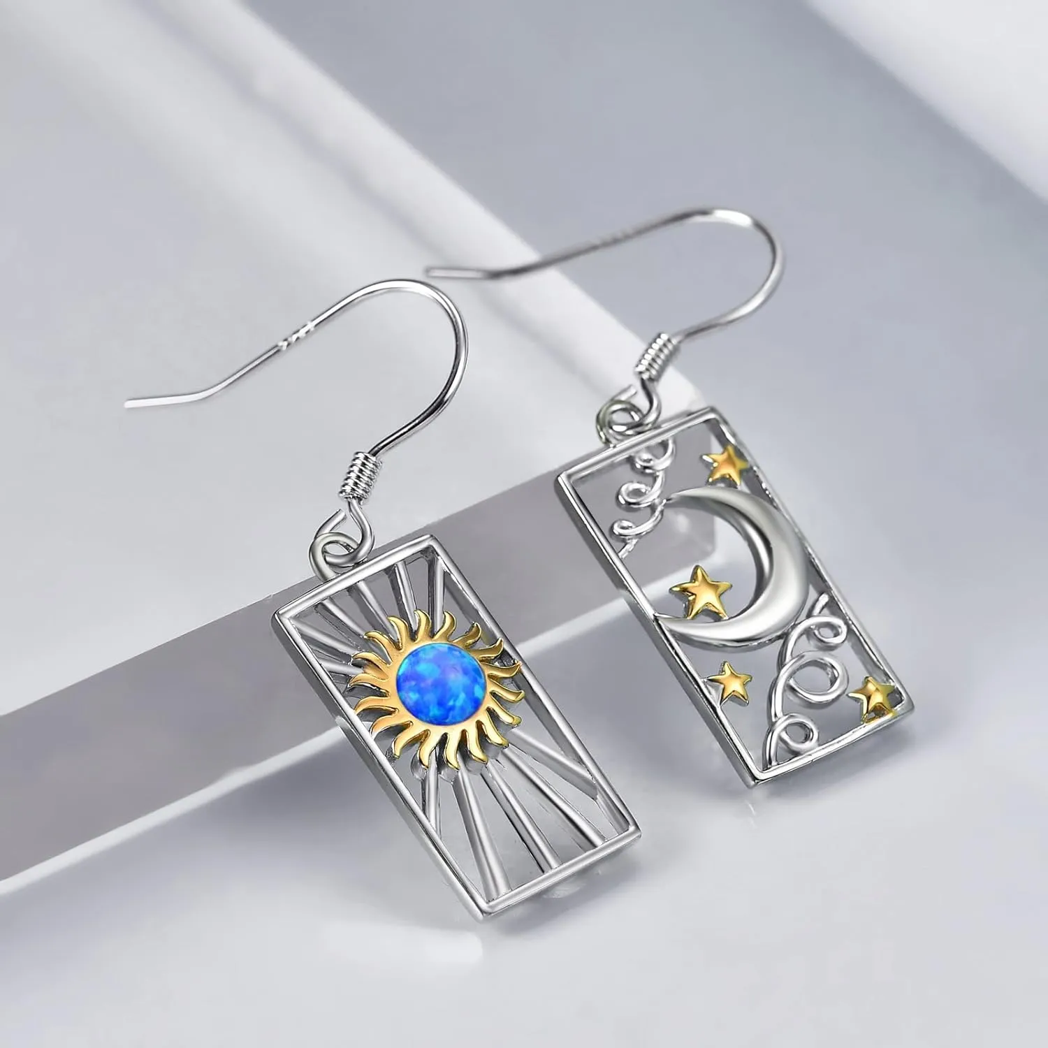 YFN Sun and Moon Earrings for Women Sterling Silver Dangle Earrings Tarot Card Jewelry Gifts for Women Mom
