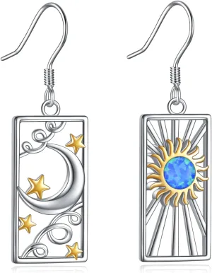 YFN Sun and Moon Earrings for Women Sterling Silver Dangle Earrings Tarot Card Jewelry Gifts for Women Mom