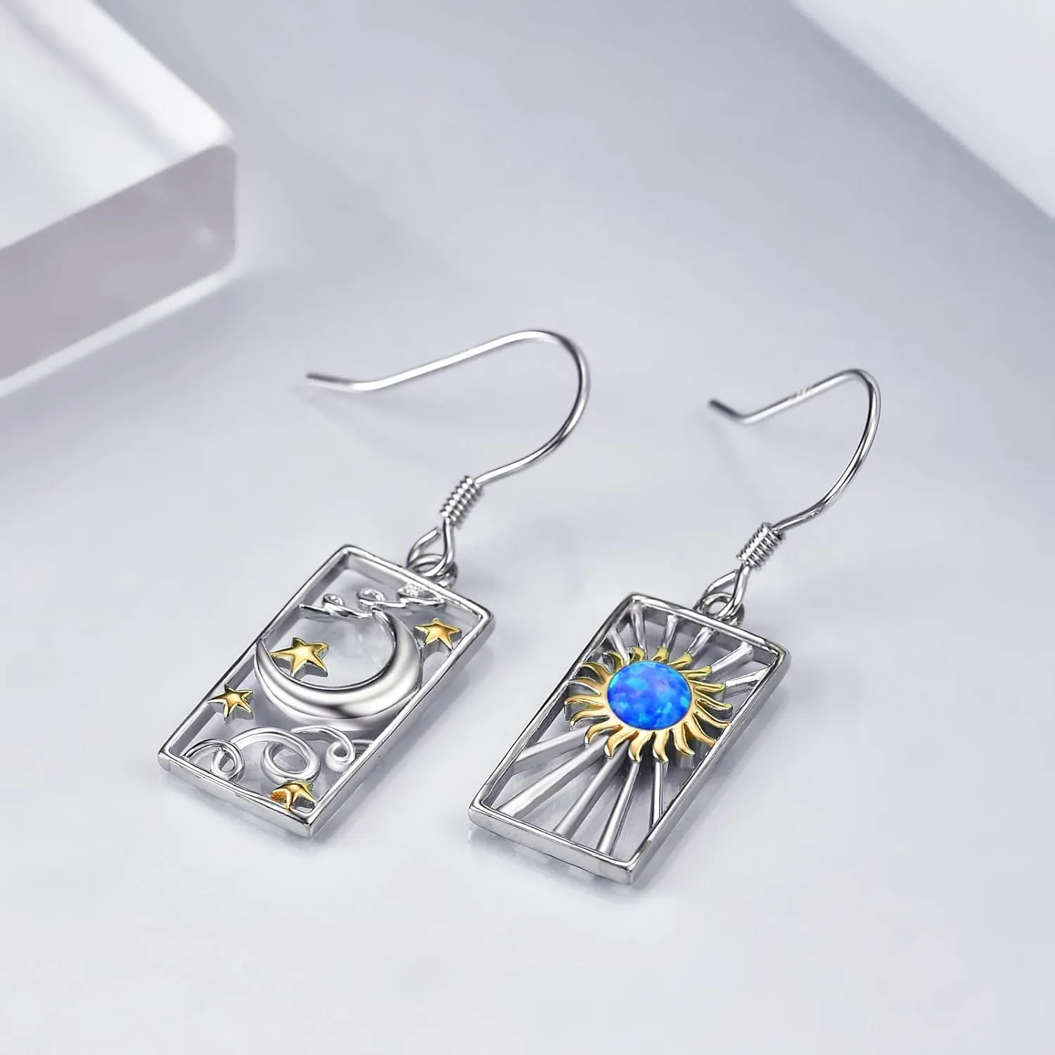 YFN Sun and Moon Earrings for Women Sterling Silver Dangle Earrings Tarot Card Jewelry Gifts for Women Mom