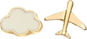 YienDoo Tiny Hippie Stud Earrings Boho Gold Airplane Cloud Stud Earrings Statement Asymmetry Plane Cloud Earrings Unique Minimalist Aircraft Earrings Jewelry for Women
