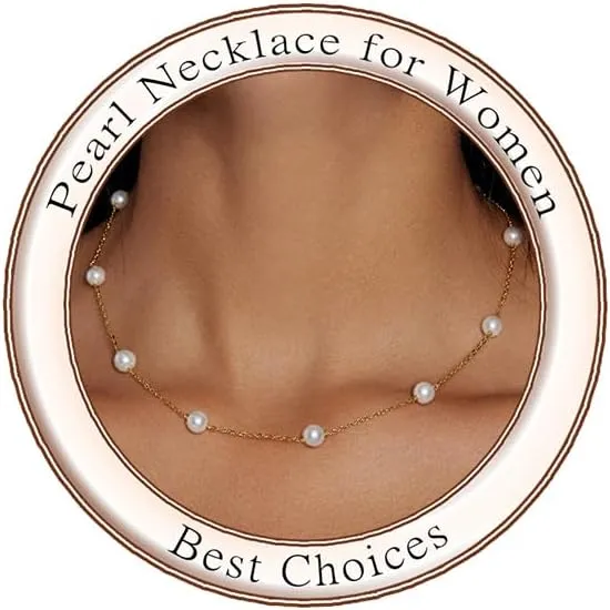 Zeffy Pearl Necklace 4MM/6MM/8MM Dainty Round Imitation Pearl Choker Necklace Wedding Pearl Necklace Delicate Jewelry for Women Simple Bridesmaid Jewelry Gifts