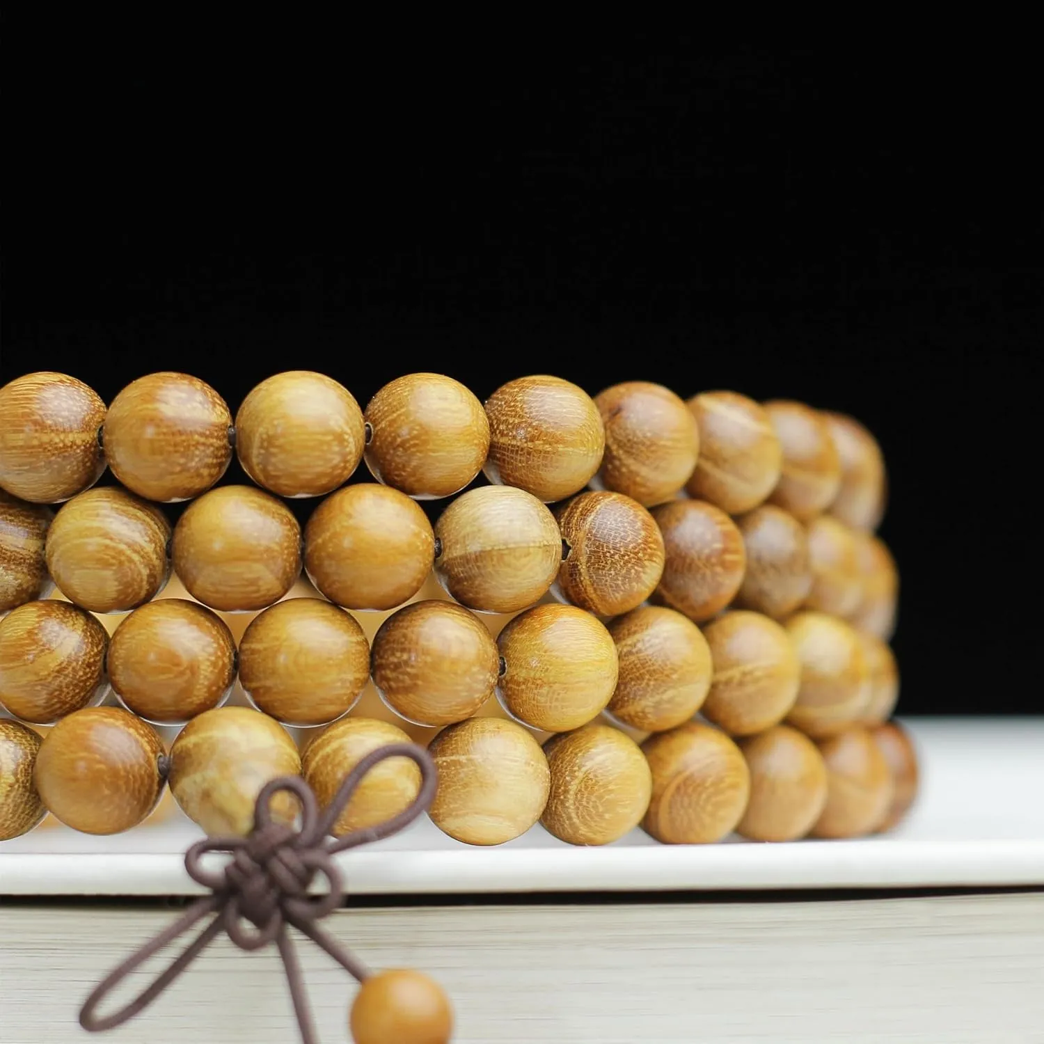Zen Dear Natural Golden Sandalwood Mexican Bocote Mala Prayer Bead Bracelet Link Wrist Necklace Mala Beads