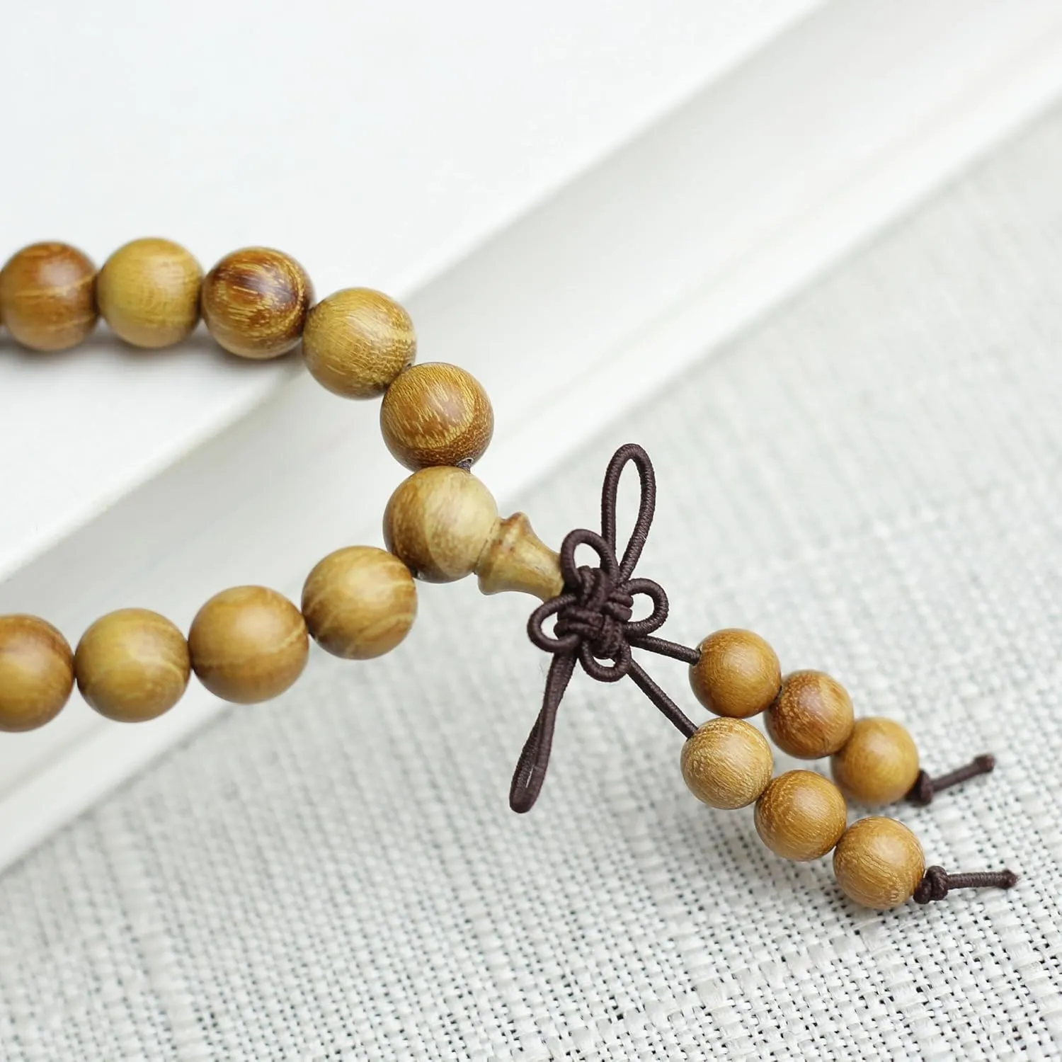 Zen Dear Natural Golden Sandalwood Mexican Bocote Mala Prayer Bead Bracelet Link Wrist Necklace Mala Beads
