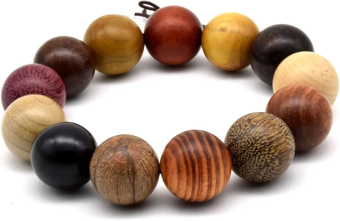 Zen Dear Unisex Natural Colorful Wood Buddhist Prayer Beads Bracelet Necklace Tibetan Mala Prayer Beads