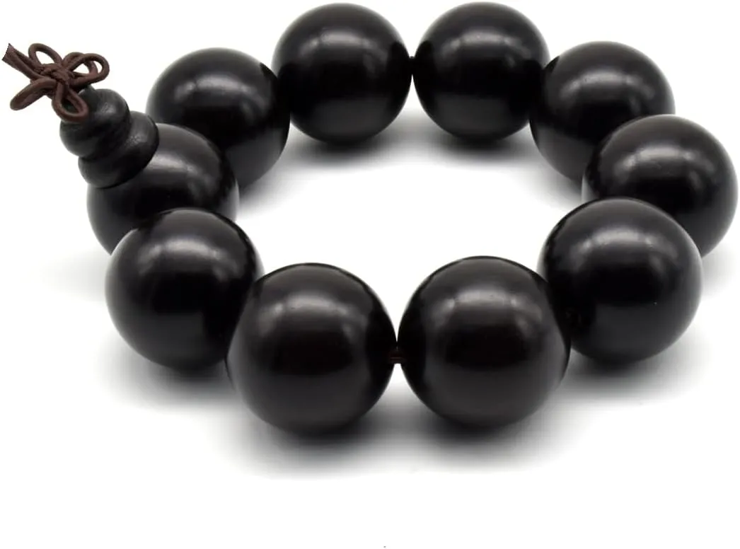 Zen Dear Unisex Natural Ebony Buddhist Prayer Bead Necklace Bracelet Tibetan Prayer Mala Beaded 108 Wood Beads Black