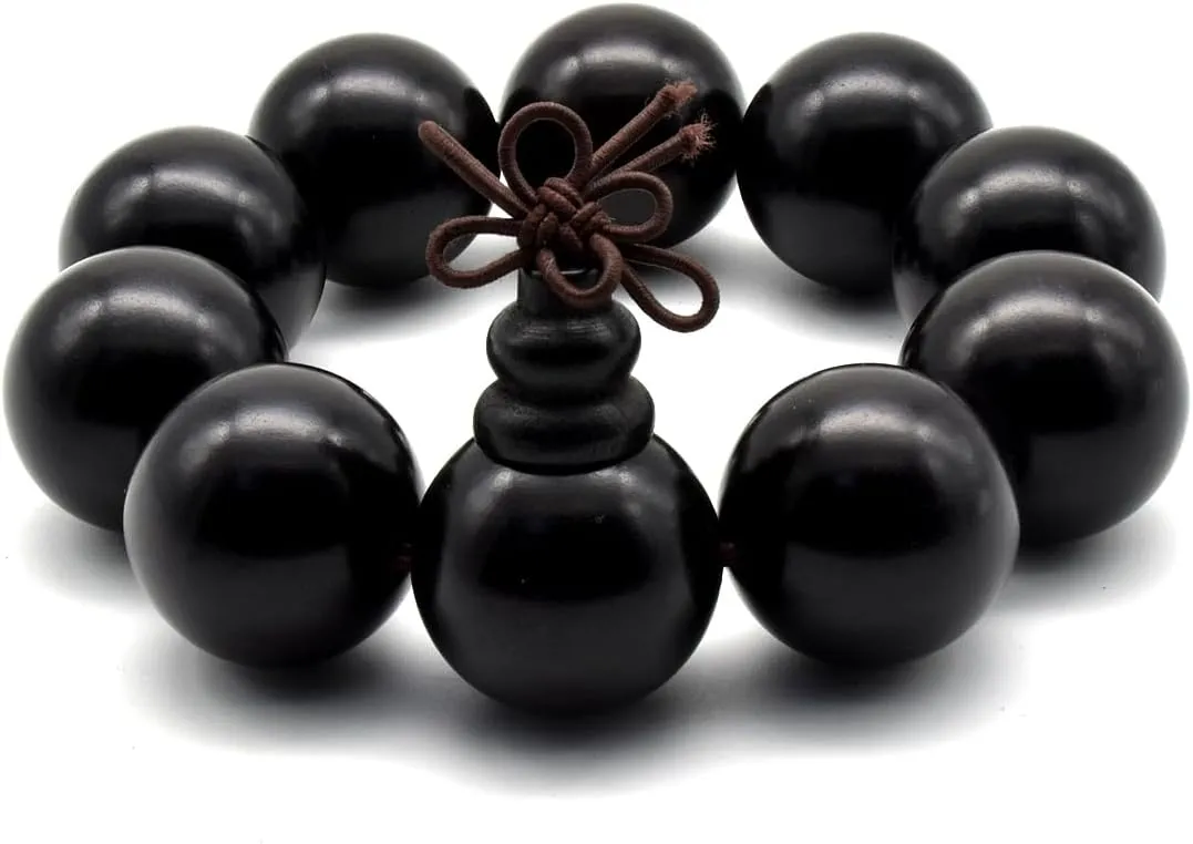 Zen Dear Unisex Natural Ebony Buddhist Prayer Bead Necklace Bracelet Tibetan Prayer Mala Beaded 108 Wood Beads Black