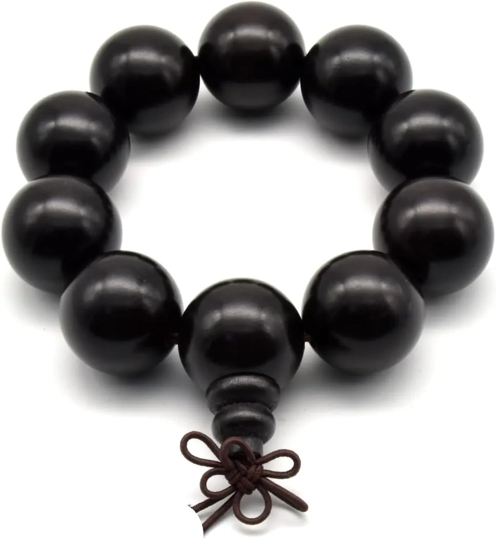 Zen Dear Unisex Natural Ebony Buddhist Prayer Bead Necklace Bracelet Tibetan Prayer Mala Beaded 108 Wood Beads Black