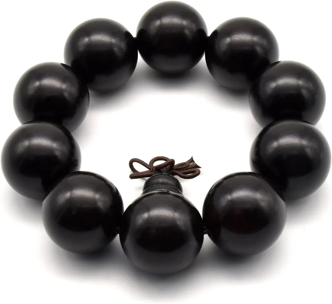 Zen Dear Unisex Natural Ebony Buddhist Prayer Bead Necklace Bracelet Tibetan Prayer Mala Beaded 108 Wood Beads Black