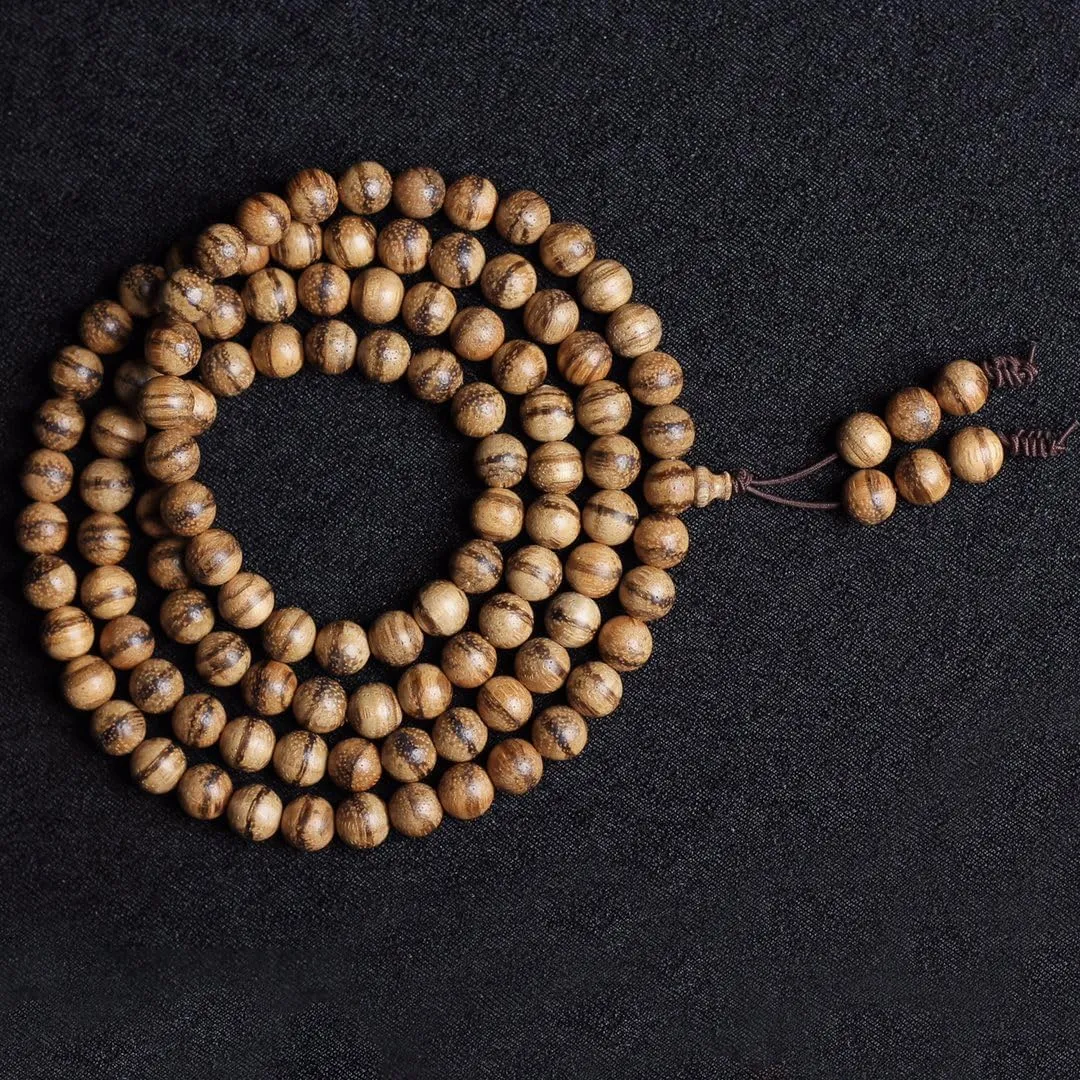 Zen Dear Unisex Natural Oud Agarwood Vietnam Buddhist Prayer Beads Japa Mala Necklace Bracelet Beads