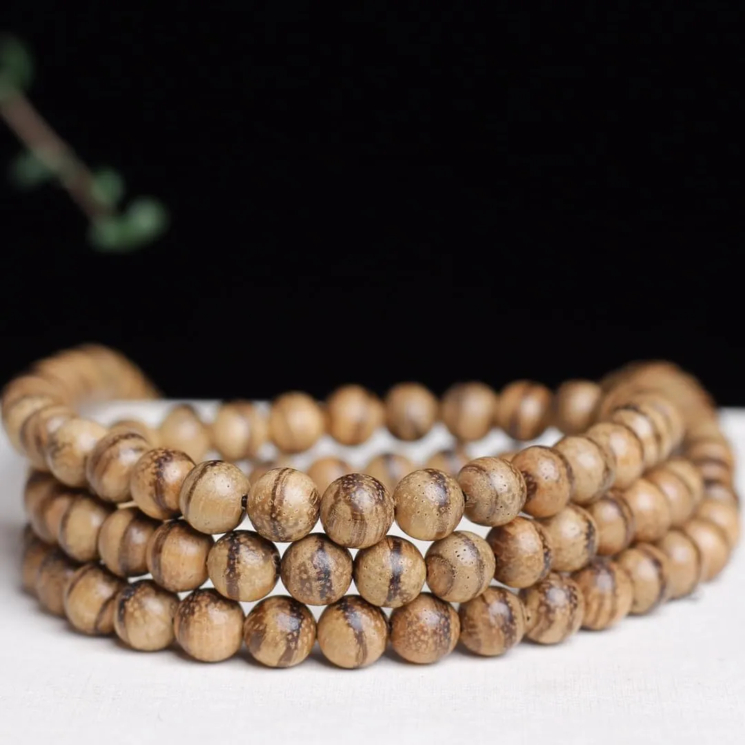 Zen Dear Unisex Natural Oud Agarwood Vietnam Buddhist Prayer Beads Japa Mala Necklace Bracelet Beads