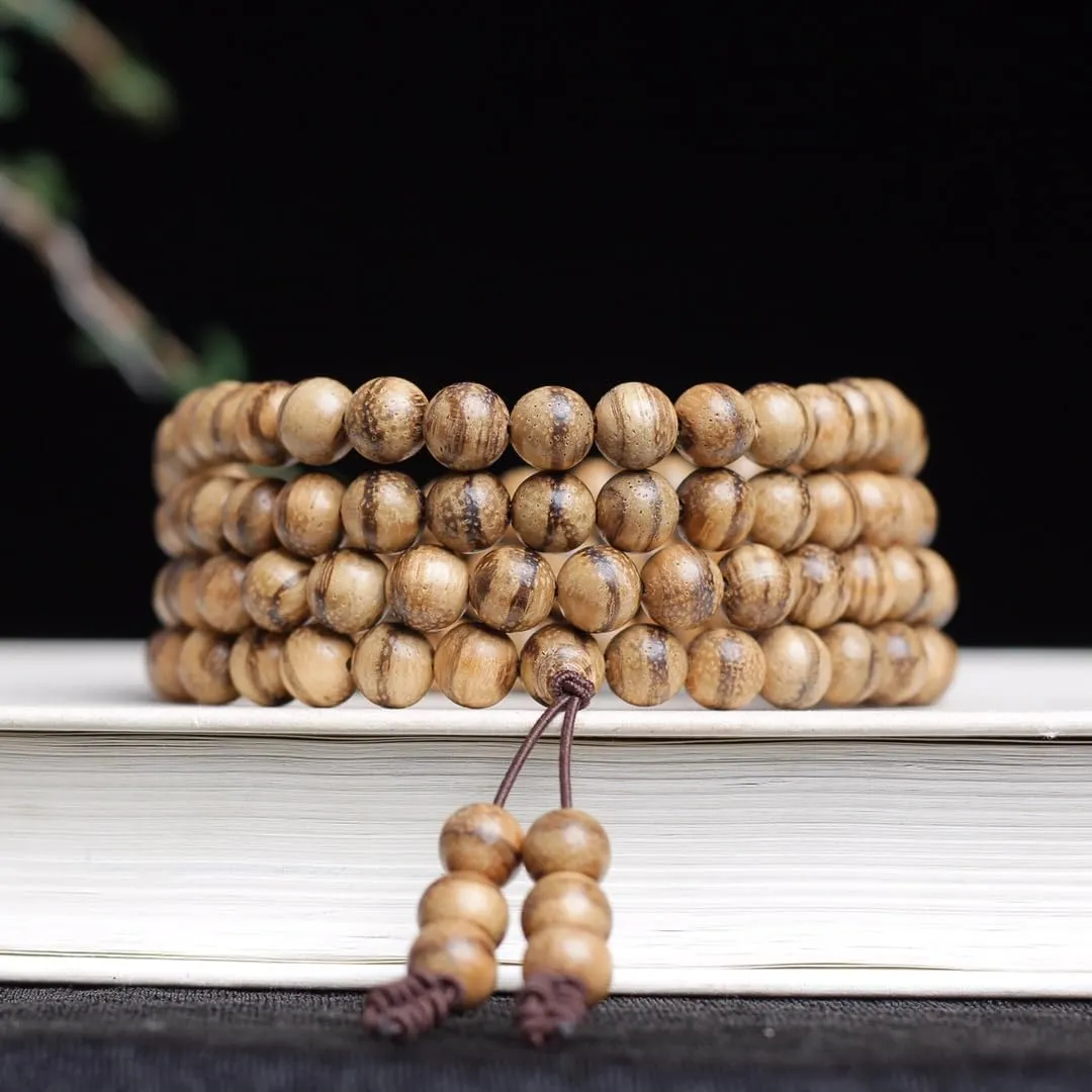 Zen Dear Unisex Natural Oud Agarwood Vietnam Buddhist Prayer Beads Japa Mala Necklace Bracelet Beads