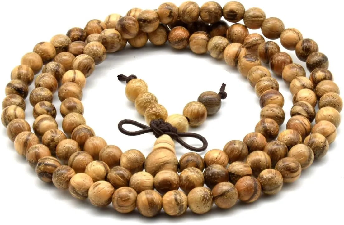 Zen Dear Unisex Natural Oud Agarwood Vietnam Buddhist Prayer Beads Japa Mala Necklace Bracelet Beads