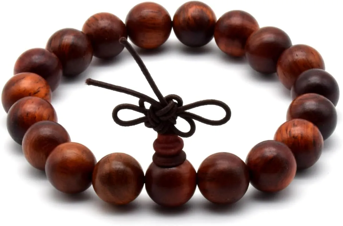 Zen Dear Unisex Natural Rosewood Prayer Beads Buddha Buddhist Prayer Meditation Mala Necklace Bracelet