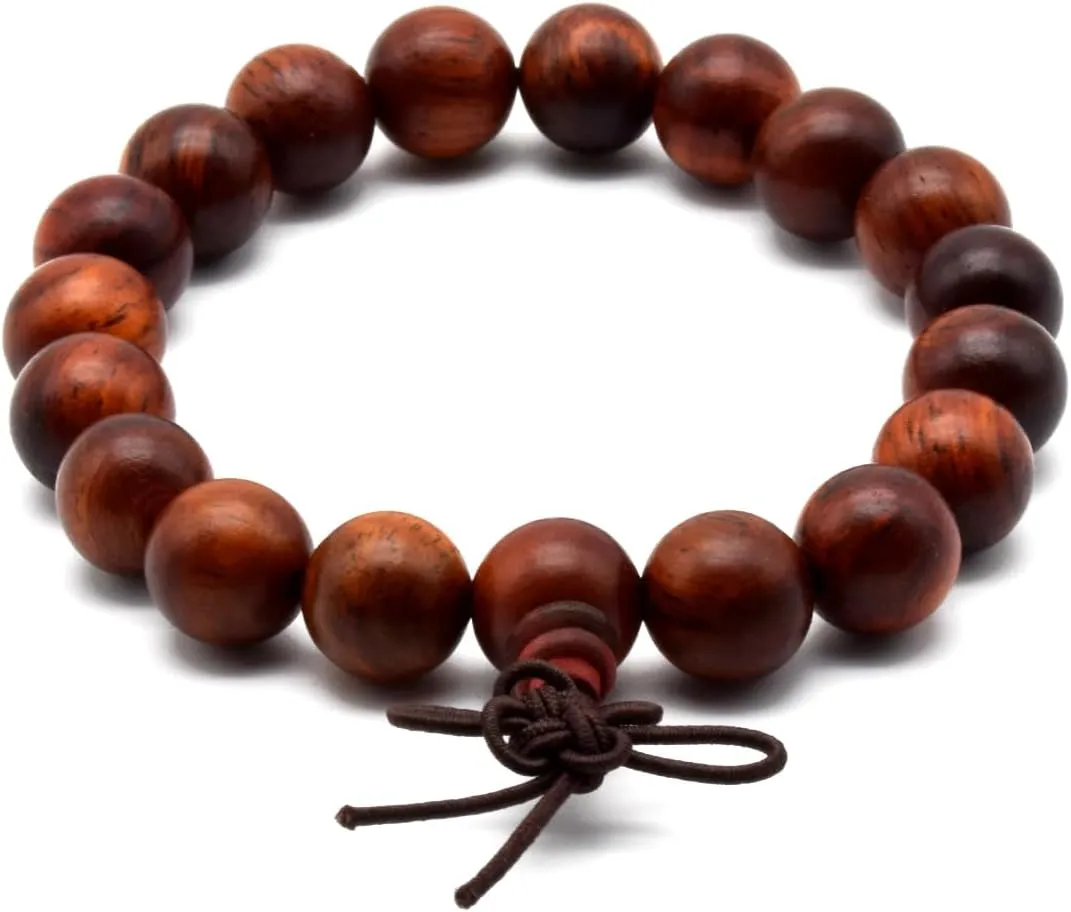 Zen Dear Unisex Natural Rosewood Prayer Beads Buddha Buddhist Prayer Meditation Mala Necklace Bracelet