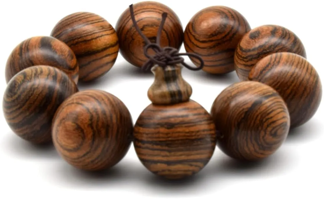 Zen Dear Unisex Natural Tigerwood Mala Beads Buddhist Prayer Bracelet Link Wrist Necklace Chain Beads