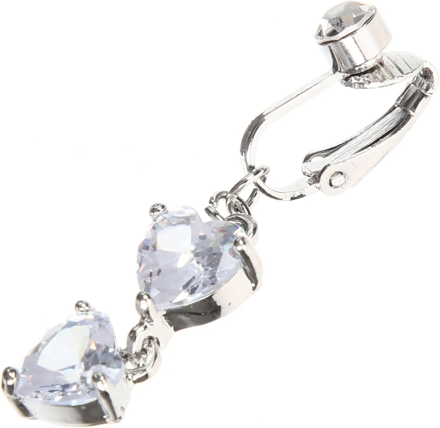 Zircon Heart Shaped Fake Belly Button Ring for Women Non Piercing Navel Jewelry Eye Catching Body Decoration Fashion Lovers