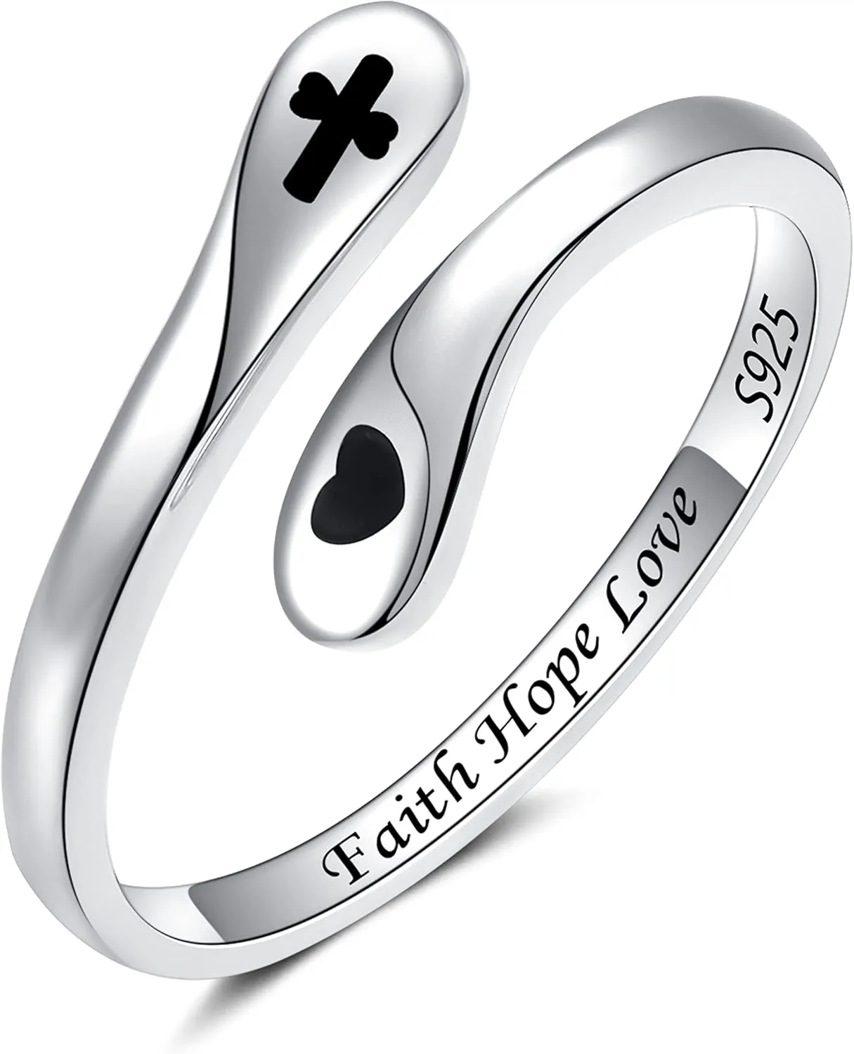 ZOEXUE 925 Sterling Silver Inspirational Jewelry Rings Adjustable Ring Personality Encouragement Gift for Teens Women