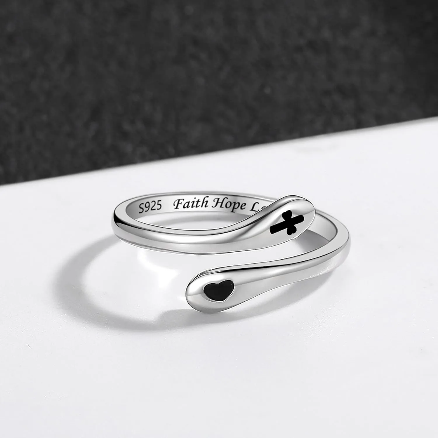 ZOEXUE 925 Sterling Silver Inspirational Jewelry Rings Adjustable Ring Personality Encouragement Gift for Teens Women
