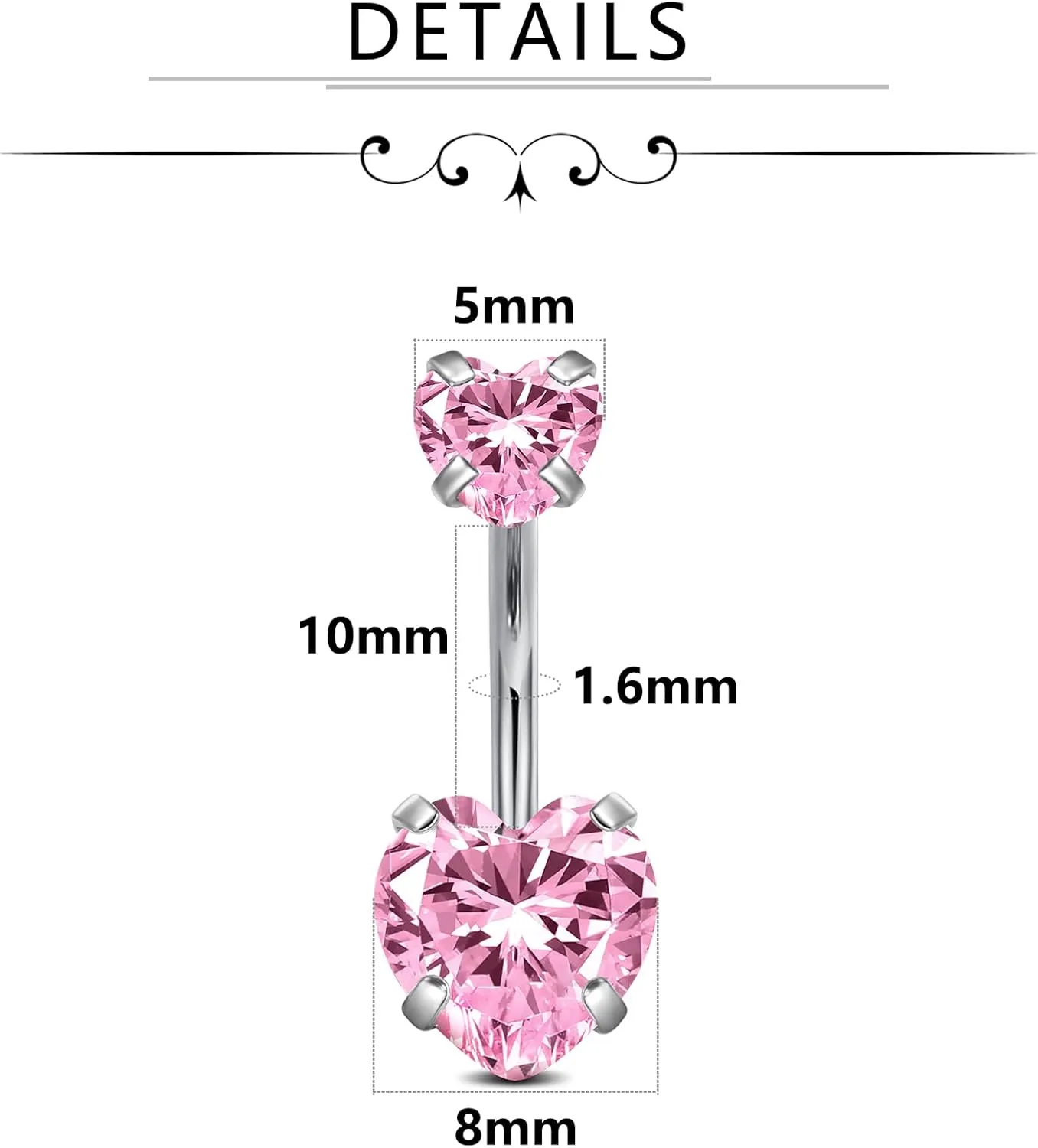 Zolure 14G 10MM Belly Button Ring Hypoallergenic Dangling Clicker Hoop Belly Piercing Jewelry for Women