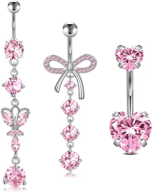 Zolure 14G 10MM Belly Button Ring Hypoallergenic Dangling Clicker Hoop Belly Piercing Jewelry for Women
